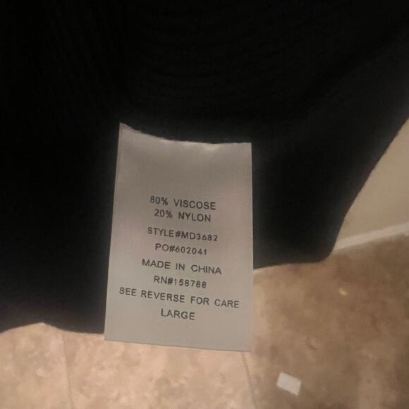 MABLE Ribbed Mini Black Sweater Dress Size L Sweetheart Neckline Party Bodycon - Picture 6 of 7